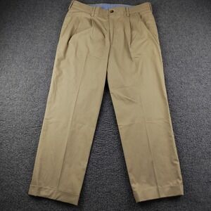 Frank's Pants Mens 34x27 Pleated Chino Khaki Tan Made in USA